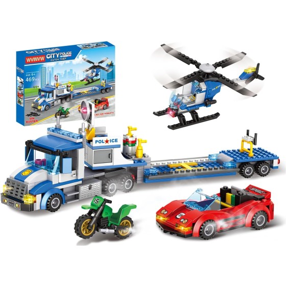 City Police Truck and Trailer Building Set
