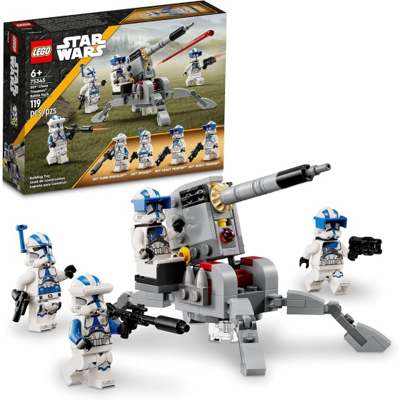 LEGO Star Wars 501st Clone Troopers Battle Pack Toy Set, Buildable AV-7 Anti Vehicle Cannon, with 4 Clone Trooper Minifigures