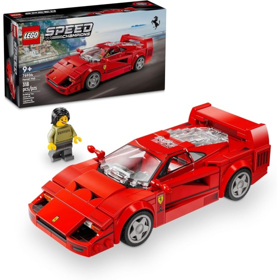LEGO Speed Champions Ferrari F40 Supercar, Toy Car Model Building Set with Driver Minifigure, Collectible Ferrari Toy