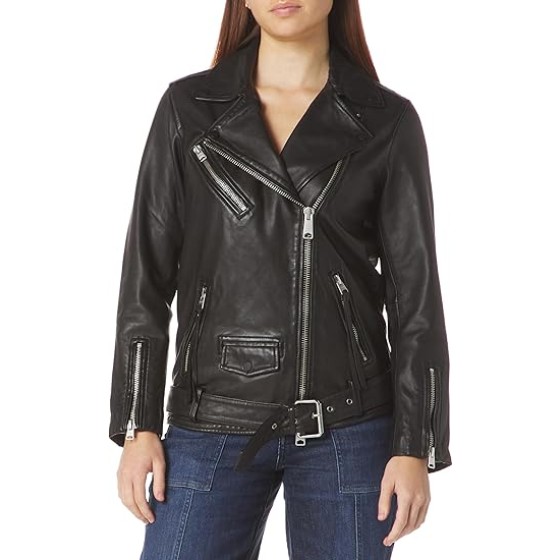 Women's Billie Relaxed Fit Leather Biker Jacket