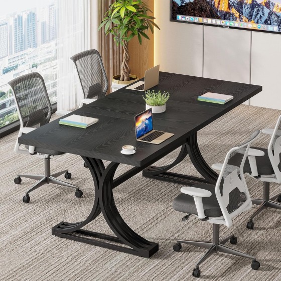 Tribesigns 5FT Small Conference Table for 4 to 6, Modern Meeting Table with Strong Metal Frame for Office Meeting Conference Room